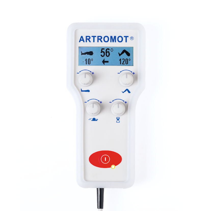 Zusatzbild ARTROMOT®-K1 Classic Handcontroller, Motorisierte CPM-Bewegungsschiene für das Knie- und Hüftgelenk