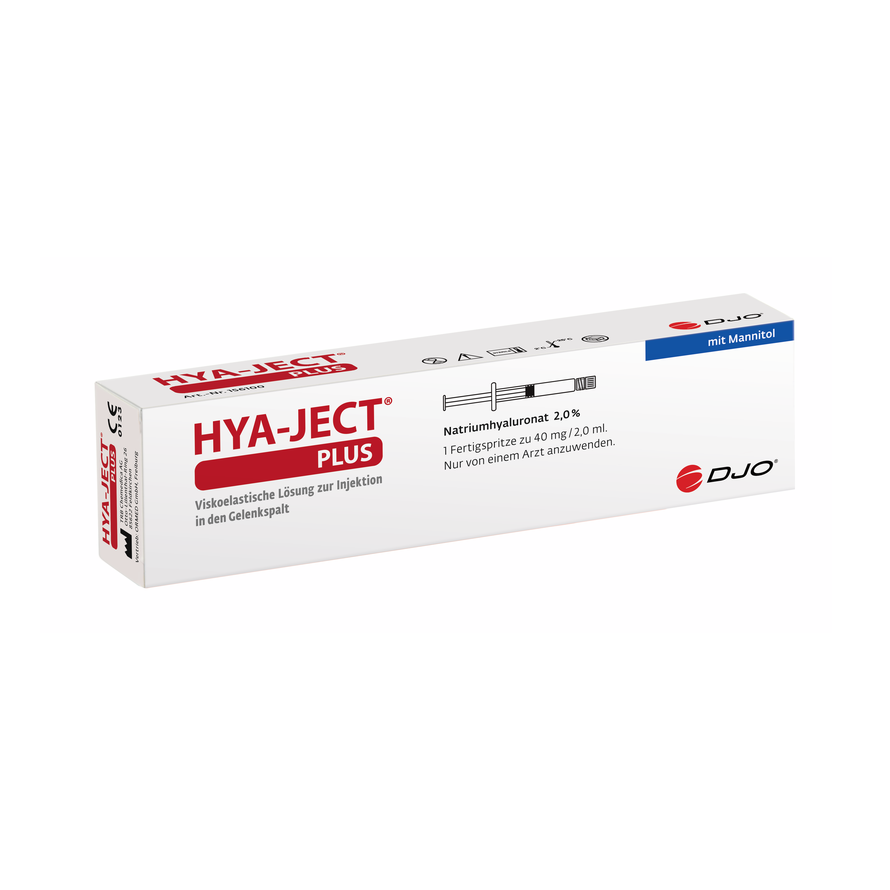Produktbild HYA-JECT® Plus 1er Fertigspritze, 2 ml, Hyaluronsäure zur intraartikulären Arthrosebehandlung großer Gelenke, 40mg:2ml ohne Spritze